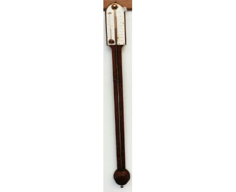 19th century oak stick barometer By L Casella of London, maker to Admiralty, height 92cm  