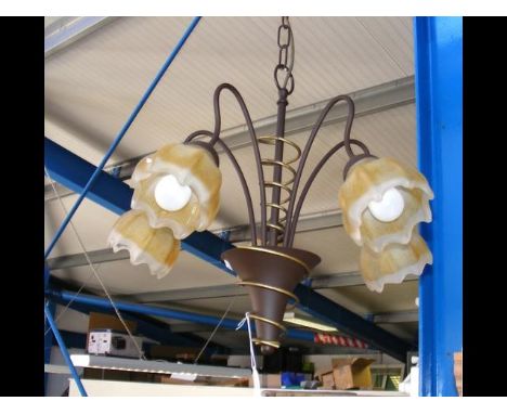 A five branch glass ceiling light