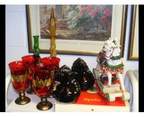 Various collectable ceramic ware, including swan, rocking horse