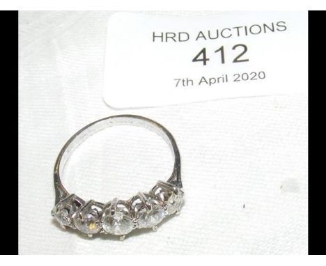 A platinum five stone diamond ring - approx. 1.6 carat total 