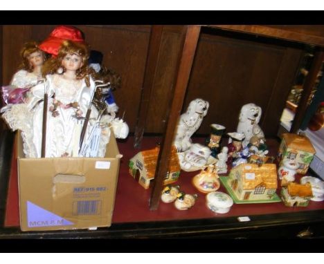 A selection of ceramic ware together with collectable dolls