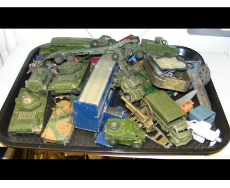 A tray of collectable army die cast vehicles and other