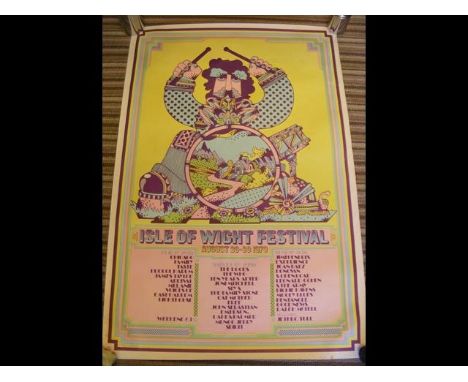 An original 1970 Isle of Wight Music Festival Poster , featuring Jimi Hendrix, The Doors etc. Unfolded condition