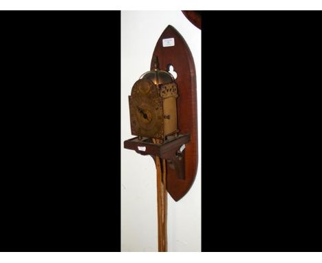 A 20cm high lantern clock on wooden bracket - Robert Austen No.181 CONDITION REPORTCondition is fair, showing signs of age. N