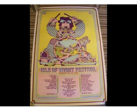An original 1970 Isle of Wight Music Festival Poster , featuring Jimi Hendrix, The Doors etc.Unfolded condition
