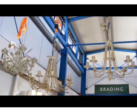 Three cream painted light fittings