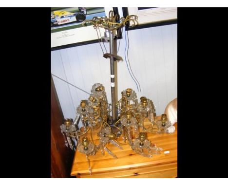 A decorative crystal drop ceiling light