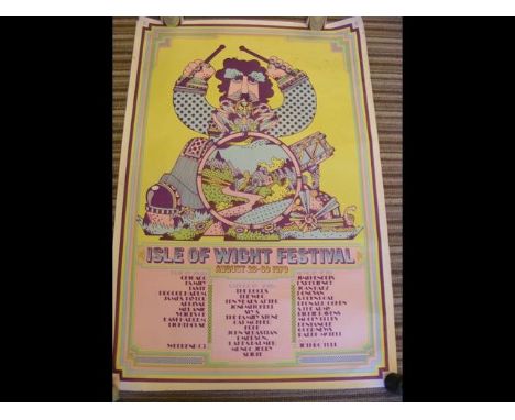 An original 1970 Isle of Wight Music Festival Poster , featuring Jimi Hendrix, The Doors etc. Unfolded conditionCONDITION REP