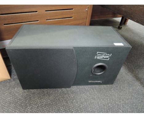 A Wharfedale Loudpanel speaker system comprising PPS-1 wall speakers in natural frames and subwoofer 