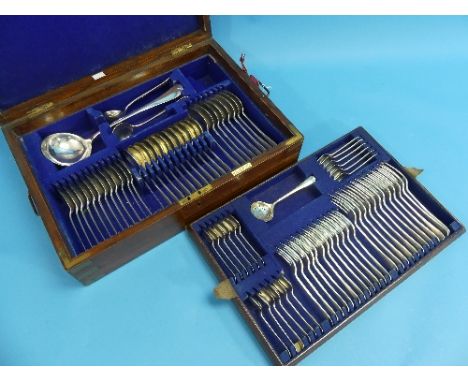 A canteen of George V silver 'Hanoverian Rat tail' pattern Cutlery, by William Hutton &amp; Sons Ltd., hallmarked Sheffield, 