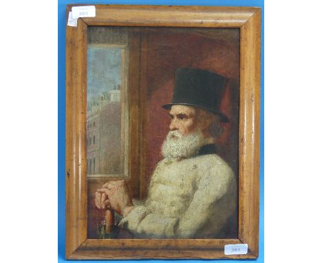 Marshall Claxton (British, 1812-1881), 'A Canny Scotchman', signed lower left on the window frame, oil on canvas, 14in x 10in