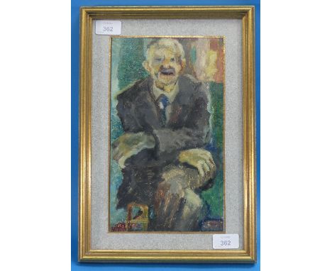 Mabel Pakenham-Walsh (British, b.1937), Portrait of a gentleman, oil on board, signed bottom left, 11in x 6½in (28cm x 16.5cm