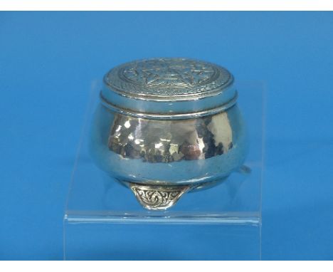 Liberty &amp; Co. Ltd.; A George V circular silver Pot and Cover, hallmarked Birmingham, 1913, the body with a hammered finis