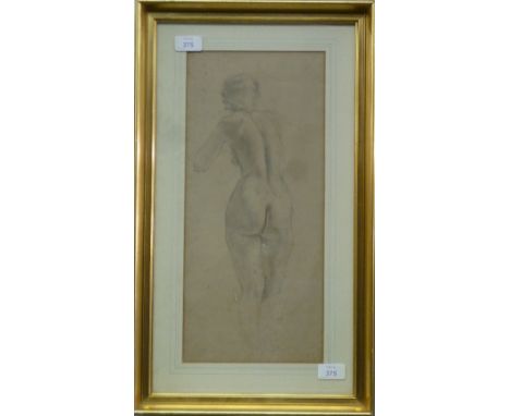 Tom Greenshields (British sculptor, 1915-1994), Nude study, pencil on buff paper, 17in x 7¾in (43cm x 19.5cm), framed. Proven