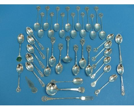 A collection of Indian silver Flatware, all engraved as golfing prizes, together with an Indian silver bookmark, one spoon wi