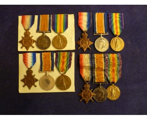 A 1914 Star trio, to 1595 Cpl. H. Francis. R.A.M.C., together with three other W.W.1. Royal Army Medical Corps medal trios (4