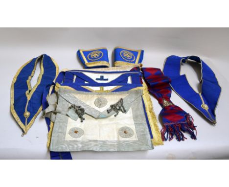 Grand Lodge four aprons & two collars, together with a masonic scarf