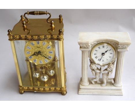 Two clocks, to include vintage S. Haller Simonswald West German Anniversary clock with a lantern style case