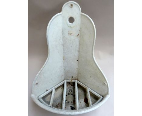 A vintage French cast iron and enamel wash basin together with a French enamel toothbrush holder