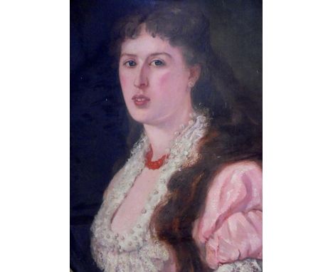Oval Oil on Canvas Portrait dated 1883, signed Kate Kennedy, in oval gilt frame 