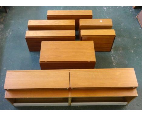 Beaver & Tapley Teak Wall Assembly Units: Double Length Base Unit, with recessed plinth base & 2 Deep Drawers, approx. 66" L 