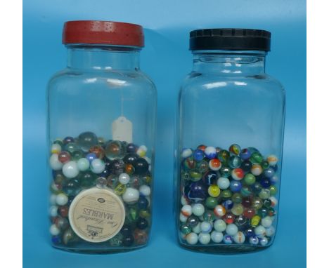 2 jars of vintage marbles 