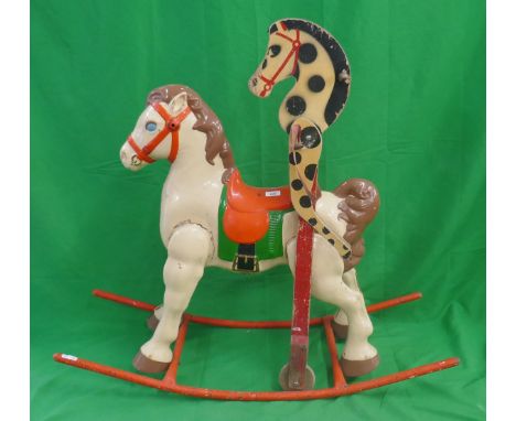 Mobo vintage metal rocking horse together with wooden hobby horse 