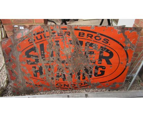 Large distressed enamel sign- Approx size: 150cm x 92cm