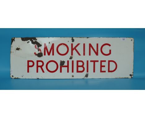 Enamel sign "Smoking Prohibited"- Approx size: 92cm x 31cm