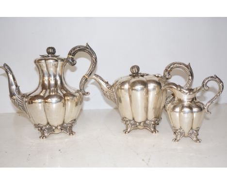 Victorian silver tea service c1838 full London hallmarks with monarch's head maker John Tapley (silver weight 2kg)