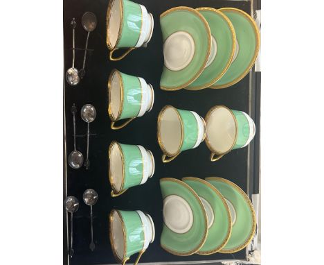 Royal Worcester travelling tea service with silver coffee bean spoons 
