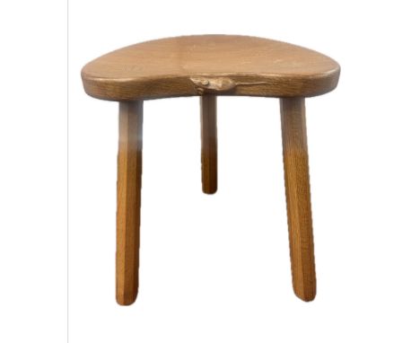 Robert Thompson (Mouseman) kidney shaped cow stool  Height 46 cm  Seat size 36 cm x 26 cm 