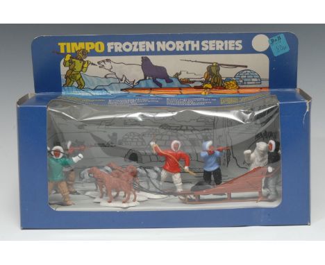 Timpo Toys Eskimo Set, reference 301, from the Timpo Frozen North Series, comprising of five dog sled team, single sled with 