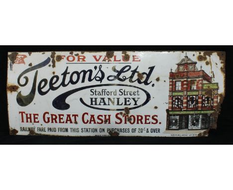 Advertising, Staffordshire Interest – a large early 20th century rectangular shaped pictorial enamel sign, illustrated in col