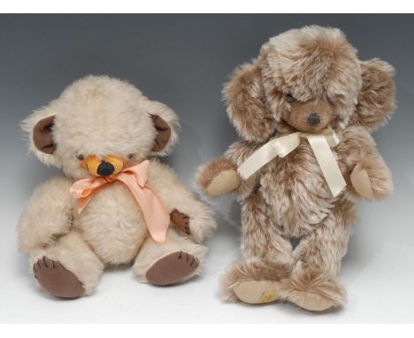 A Merrythought pale chocolate coloured mohair jointed Cheeky teddy bear, brown and black plastic eyes, pronounced muzzle, ver