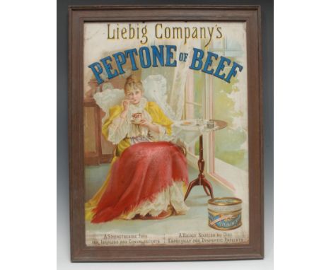 Advertising, Liebig Company’s – a 19th century rectangular pictorial showcard, depicting a young female feeding, she sits bes