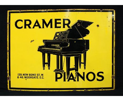 Advertising, Musical Interest – a large early 20th century rectangular shaped pictorial enamel sign, illustrated with a grand