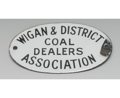 Advertising - a Wigan &amp; District coal dealers association oval shaped enamel plaque, 15cm wide