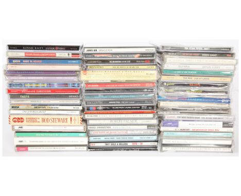 A collection of Rock CDs to include artists; Queen, Rod Stewart, The Who, The Rolling Stones, Taste, Rick Wakeman, as well as