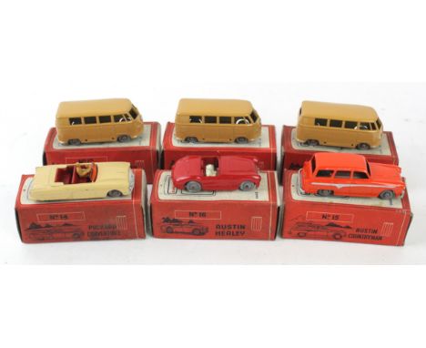 Eight boxed Morris & Stone Esso Extra petrol pump diecast vehiclesComprising three no. 12 Volkswagen Micro Bus, 14 Packard Co