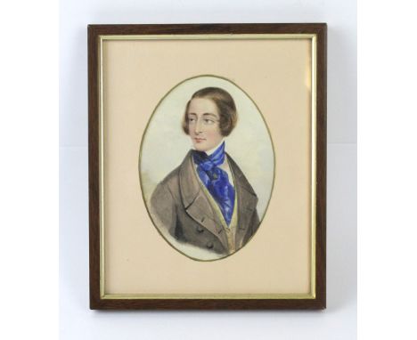 Barnard (Philip Augustus, British 1840-1884) Portrait miniature of a young gentleman, mid 19th Century Gentleman in a frock c