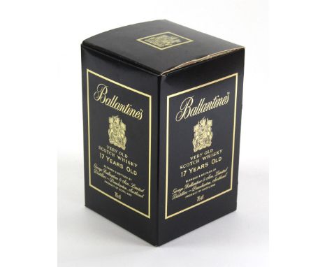 1 Bottle Ballantines very old Scotch Whisky aged 17 Years In black ceramic twin handled jug with decanter stopper and in orig