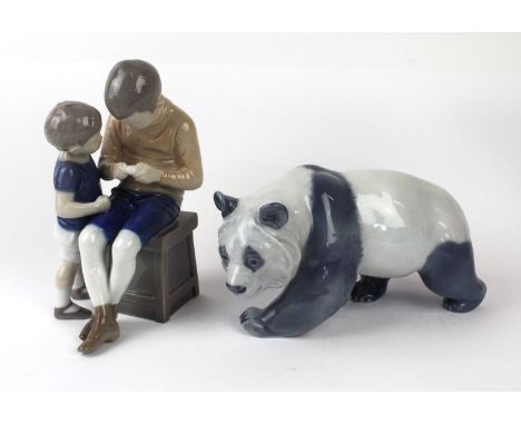 Two Royal Copenhagen ceramic figures
To include Panda, length 21cm, figure depicting two children one seated on a box, height
