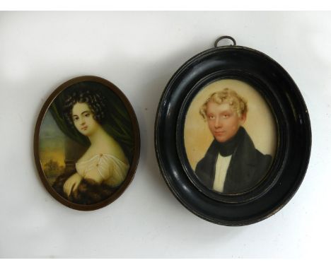 Attributed to Thomas Marshall (1788-1874) - Portrait of Mr Alexander Turner In oval ebonised frame, together with a further s