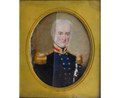 19th Century British School, portrait of a military figure on ivoryInset into a folding frame, 7x9cm
