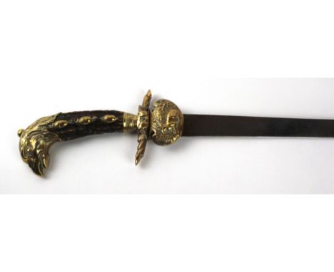 A German hunting sword with presentation inscription, dated 190037cm straight single edge blade with inscription "Jhreml feld