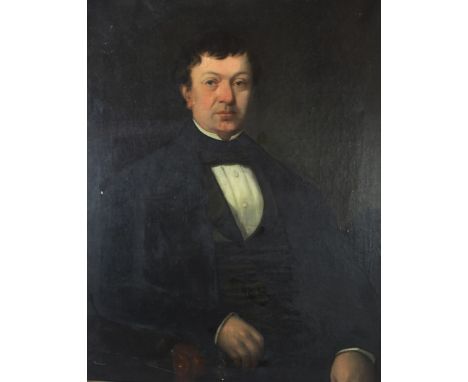 19th Century British School - 'Portrait of a seated Gent'Oil on canvas, 90x70cm, inset into a foliate moulded gilt frame