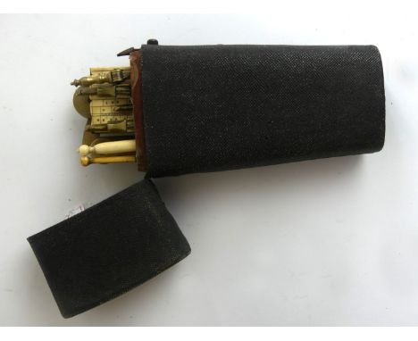 A 19th Century travelling set of drawing instruments To include ivory rulers and other tools in a fitted shagreen finish case
