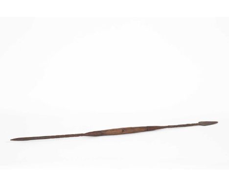 A Masai throwing spear, with metal mounted spear and arrow point on wooden shaft, 107cm long 