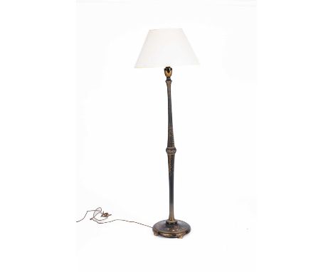 A chinoiserie painted standard lamp, the turned and tapered column support with gold painted decoration, the base with chinoi